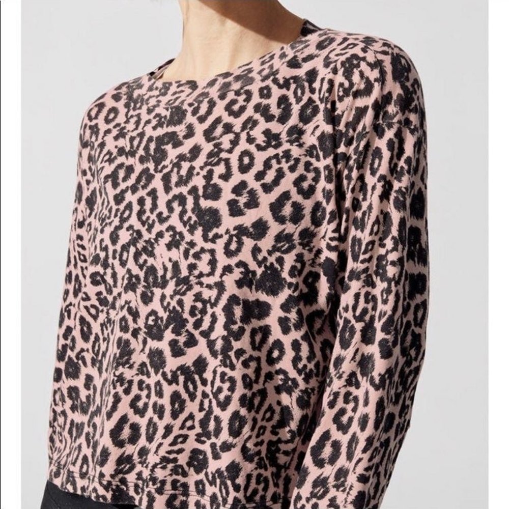 LNA Nat Snow Leopard Print Crop Top